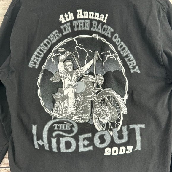 The Hideout 2003 Thunder in the Back Country Long Sleeve T-Shirt Men’s XL Black - Picture 3 of 9